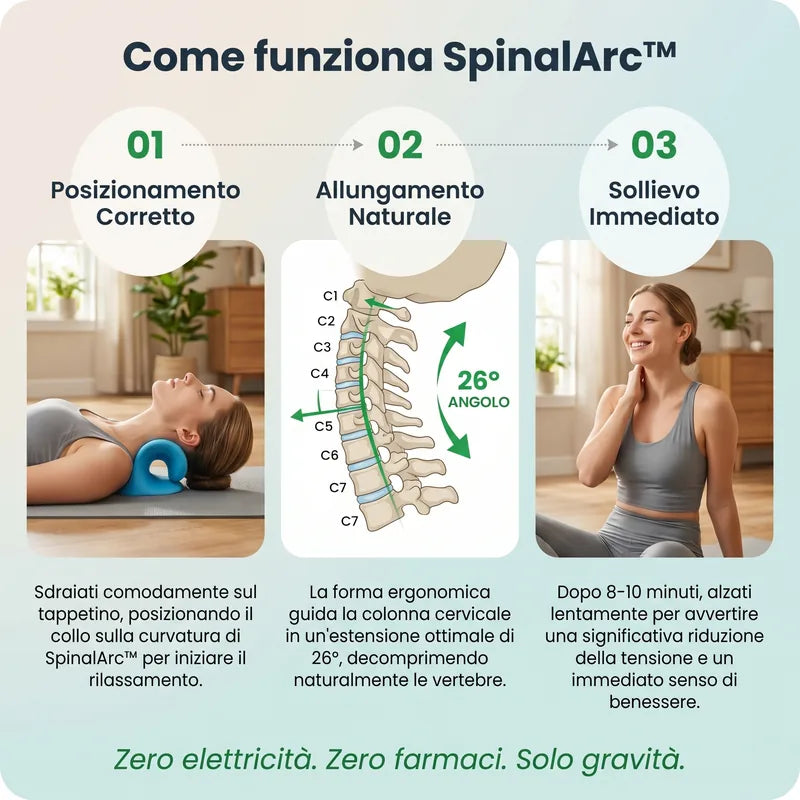 SpinalArc™- Un arco. Il tuo peso. Le tue vertebre finalmente decompresse.